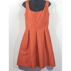 Alfred Sung Size 6 Sleeveless Orange Opalescent Lined Formal Pleated Party Dress